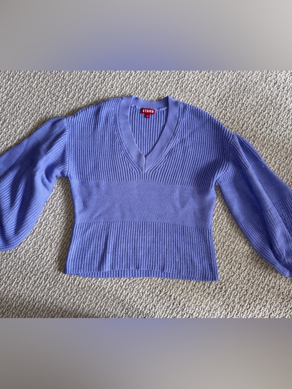 STAUD Lilac Ribbed V-Neck Sweater